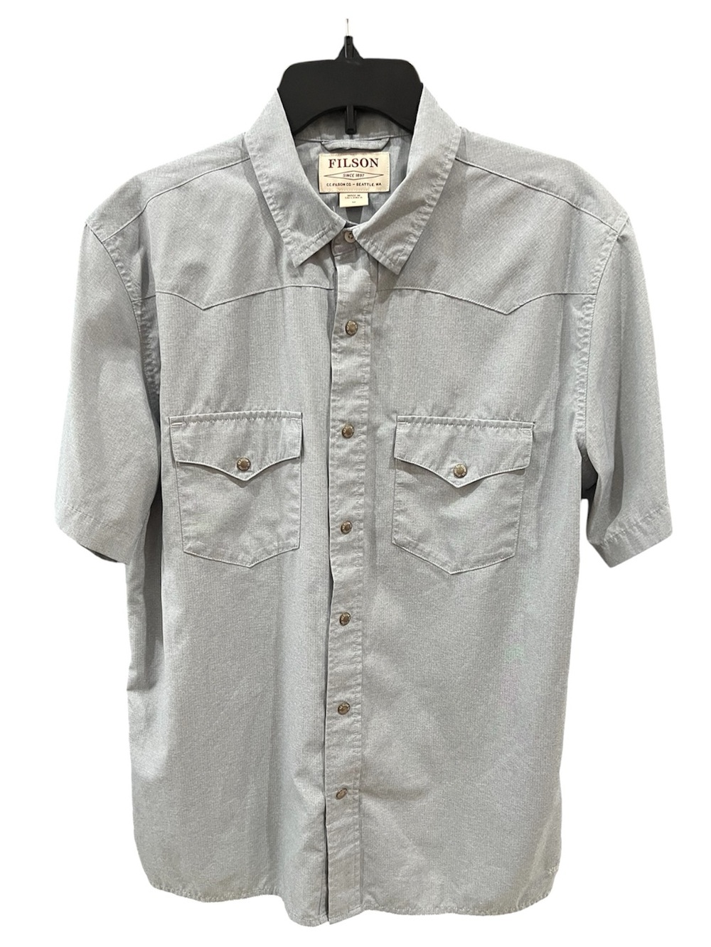C.C. FIlson Men's Short Sleeve Button Down Bluestone Snap Shirt Size Medium